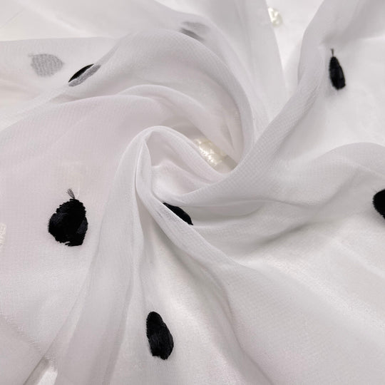 UB - Dalmation - Chiffon Poly Woven - White/Black Polka Dots - 1.3M Bundle (6812084174961)
