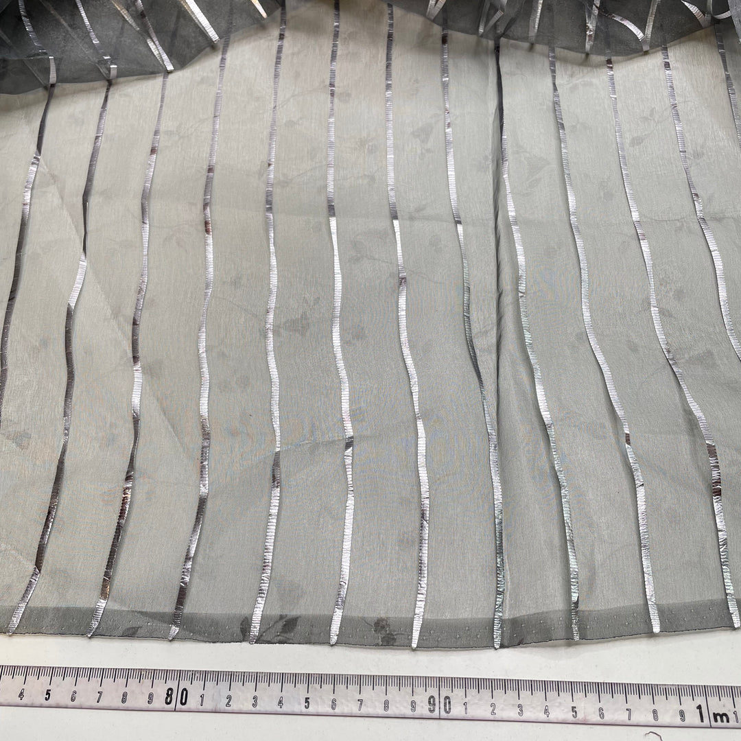 UB - Read Between The Lines - Metallic Taffeta Synthetic Woven - Grey/Silver Stripes And Subtle Floral - 3.3M Bundle (6812093546609)
