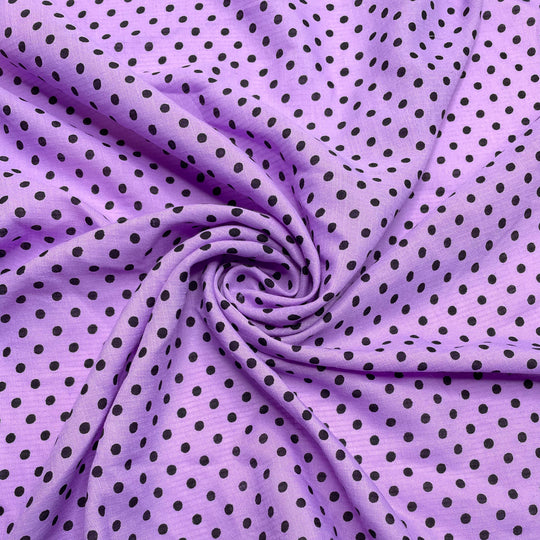 Dots Gummies - Slub Poly Woven - Purple/Black Polka Dots - Bundles (6813394960497)