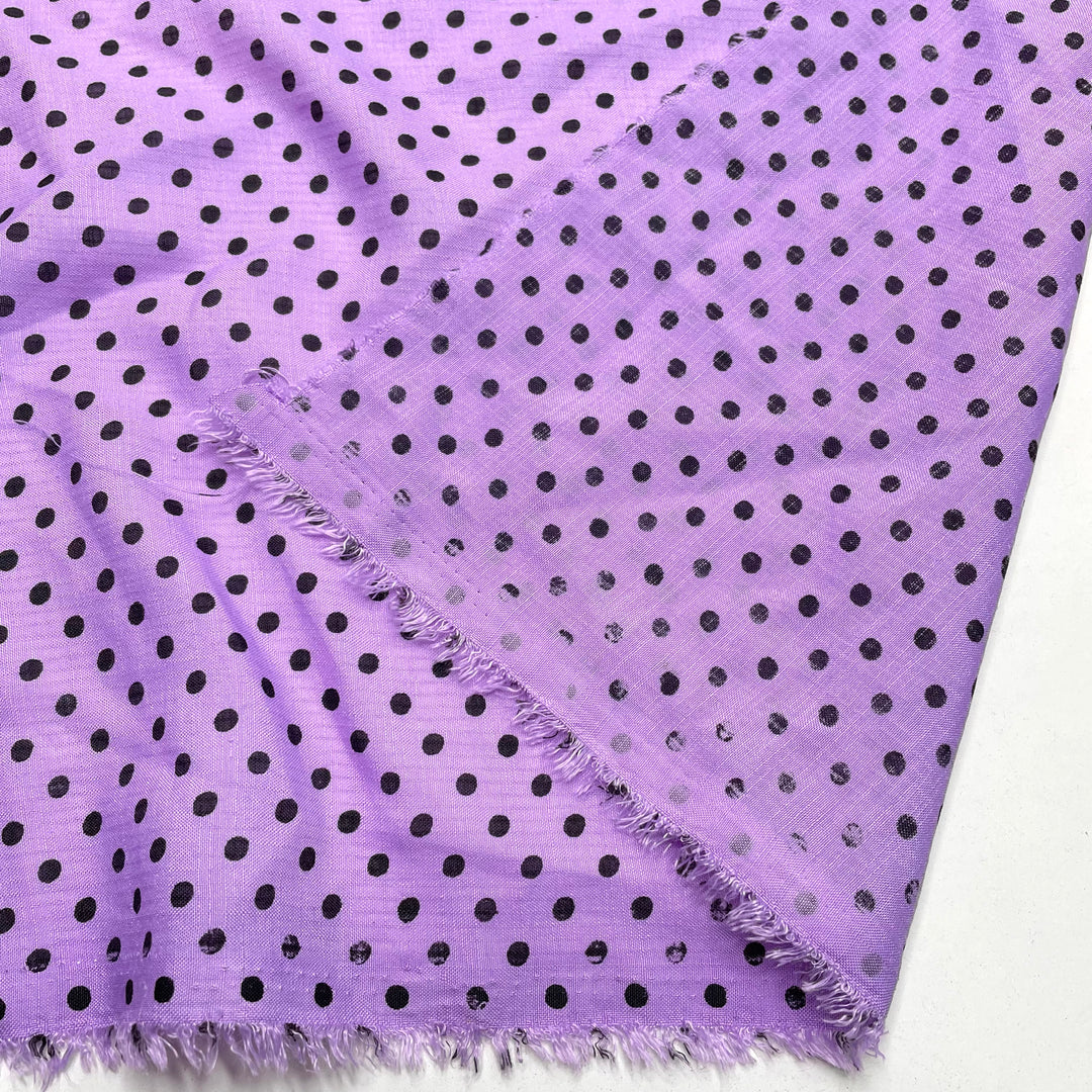 Dots Gummies - Slub Poly Woven - Purple/Black Polka Dots - Bundles (6813394960497)