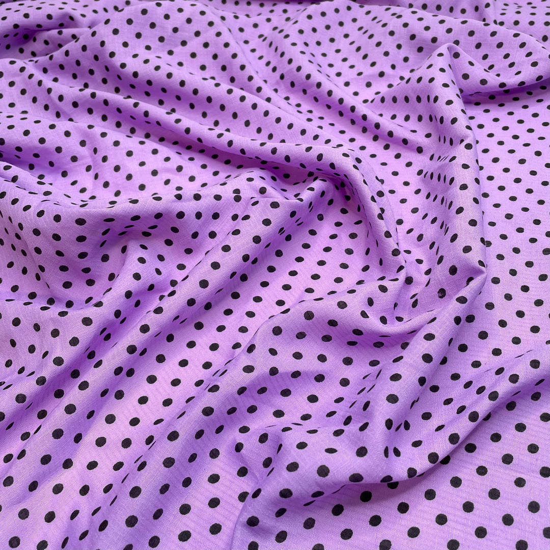 Dots Gummies - Slub Poly Woven - Purple/Black Polka Dots - Bundles (6813394960497)