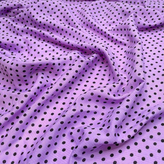 Dots Gummies - Slub Poly Woven - Purple/Black Polka Dots - Bundles (6813394960497)