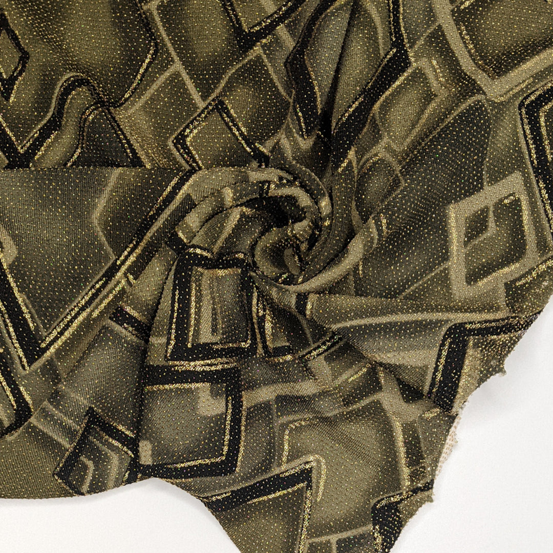 Diamond Dance - Metallic Synthetic Knit - Green/Gold Abstract - 1.9M Bundle (6817189167217)