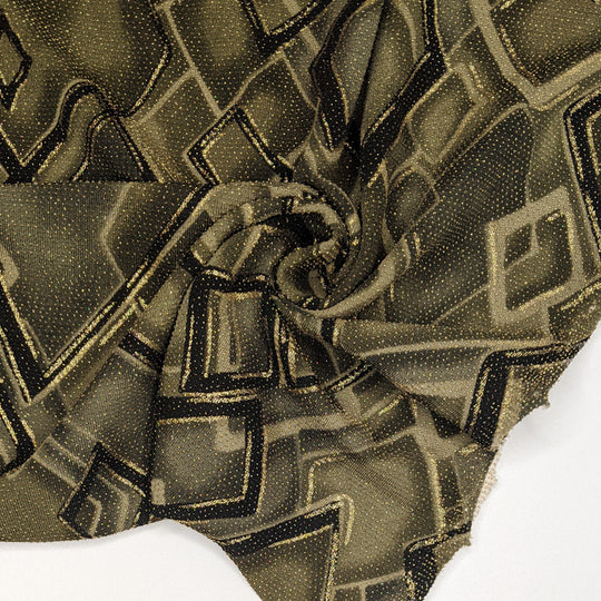 Diamond Dance - Metallic Synthetic Knit - Green/Gold Abstract - 1.9M Bundle (6817189167217)