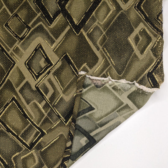 Diamond Dance - Metallic Synthetic Knit - Green/Gold Abstract - 1.9M Bundle (6817189167217)