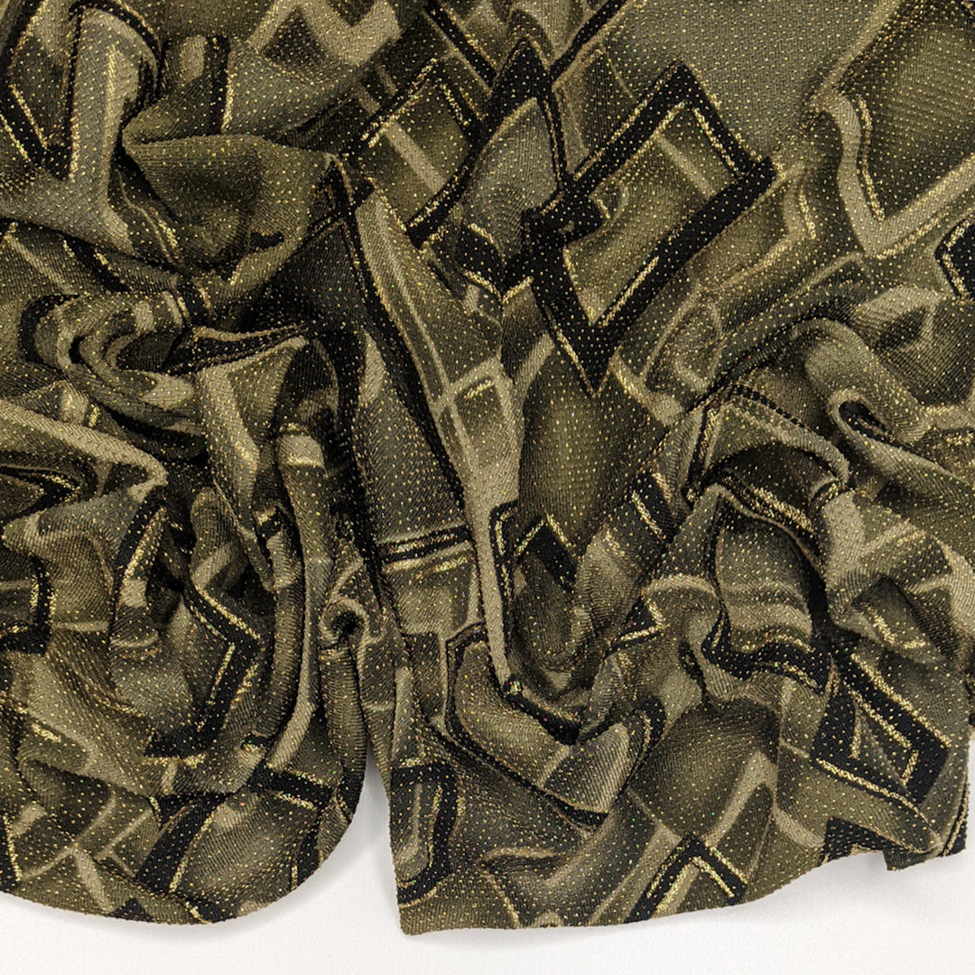 Diamond Dance - Metallic Synthetic Knit - Green/Gold Abstract - 1.9M Bundle (6817189167217)