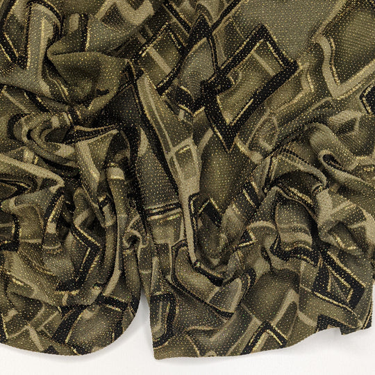 Diamond Dance - Metallic Synthetic Knit - Green/Gold Abstract - 1.9M Bundle (6817189167217)