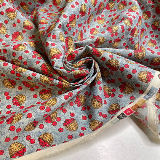 UB - Apple Picking - Cotton Woven - Light Blue Multi Apples And Baskets - 1.95M Bundle (6824339079281)