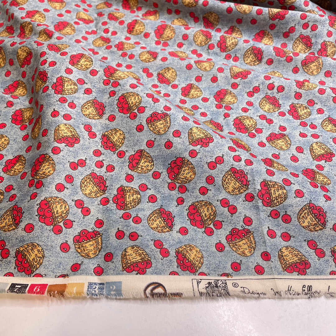 UB - Apple Picking - Cotton Woven - Light Blue Multi Apples And Baskets - 1.95M Bundle (6824339079281)