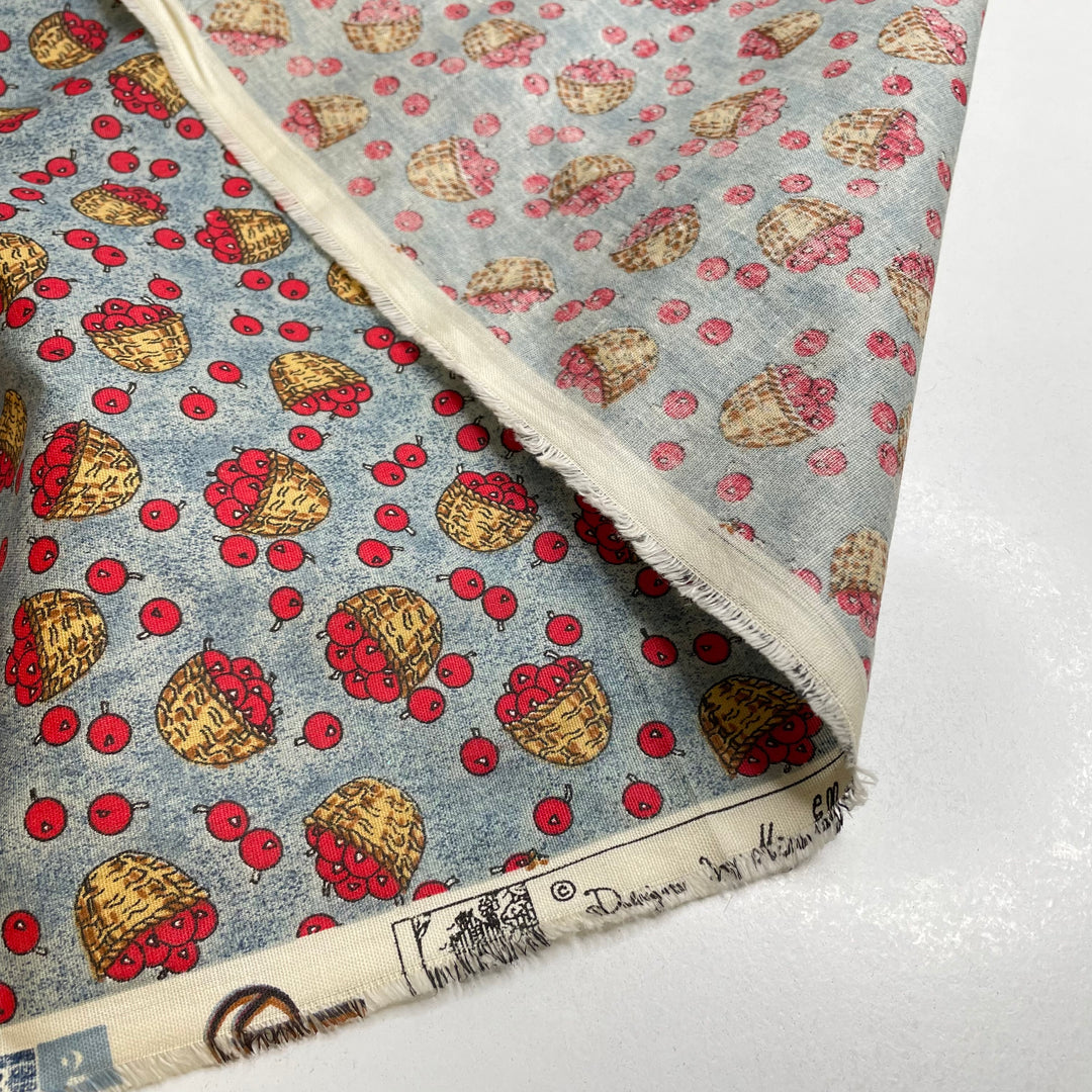 UB - Apple Picking - Cotton Woven - Light Blue Multi Apples And Baskets - 1.95M Bundle (6824339079281)