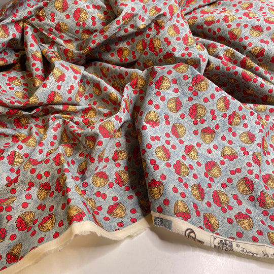 UB - Apple Picking - Cotton Woven - Light Blue Multi Apples And Baskets - 1.95M Bundle (6824339079281)