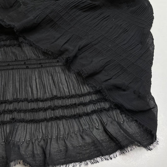 Beware Black Ice - Elasticized Sequin Poly Woven - Black Stripes - Bundles (6824403468401)