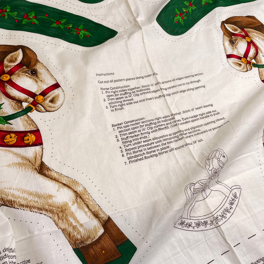 Rocking Horse Panel - Vintage Cotton Woven - White Multi - 0.6M Bundle (6824980349041)