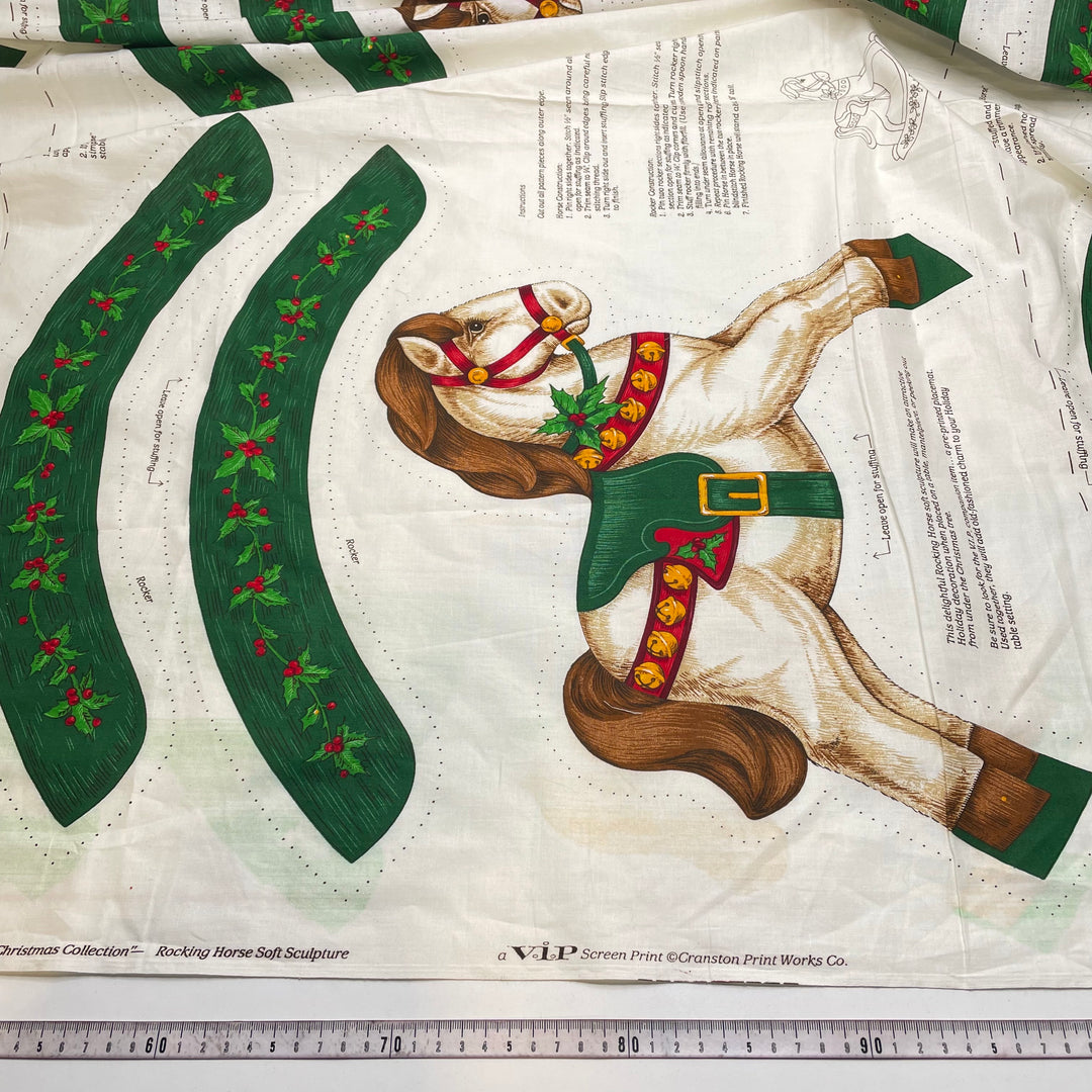 Rocking Horse Panel - Vintage Cotton Woven - White Multi - 0.6M Bundle (6824980349041)