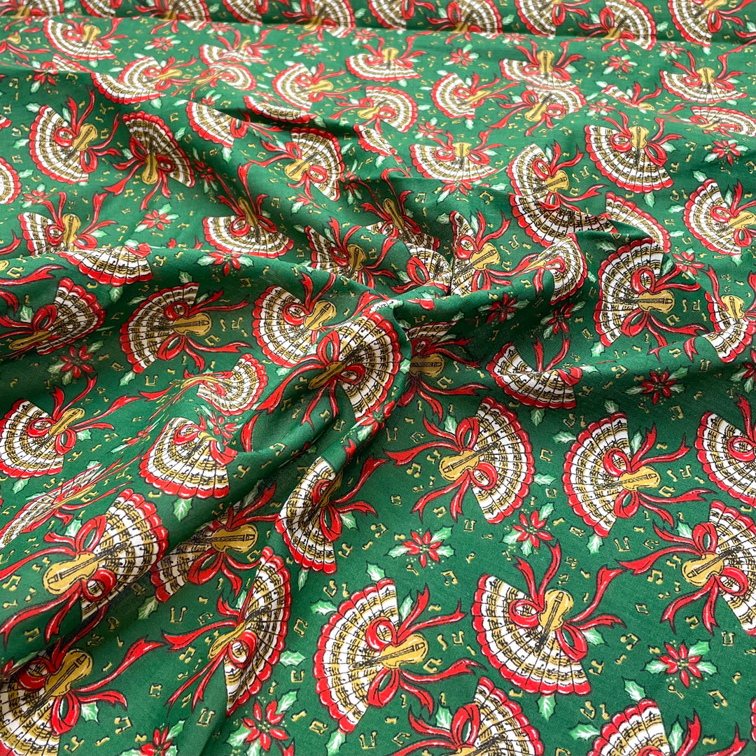 Not Turkeys - Vintage Cotton Woven - Green Multi Christmassy Illustration - 0.5M Bundle (6824984379505)
