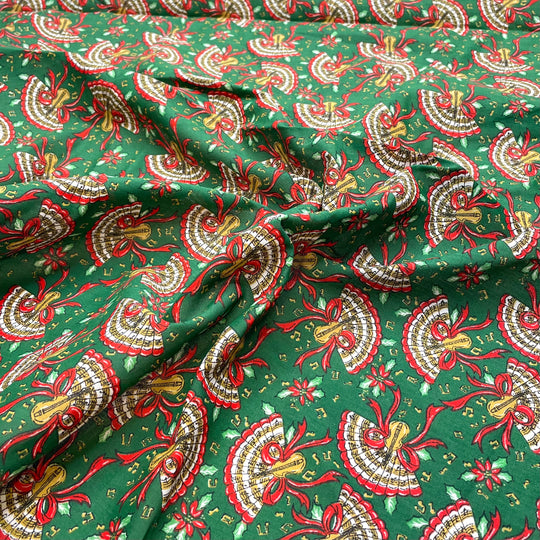 Not Turkeys - Vintage Cotton Woven - Green Multi Christmassy Illustration - 0.5M Bundle (6824984379505)