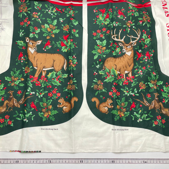 Doe And Buck Stocking Panel - Vintage Cotton Woven - Multi - 0.85M Bundle (6824987983985)