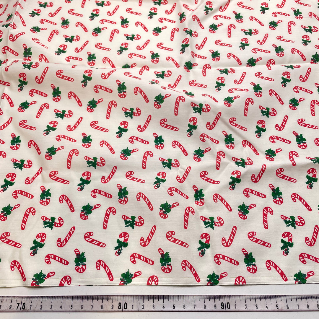 Candy Canes - Vintage Cotton Woven - White Multi Candy Canes - 1M Bundle (6824989327473)