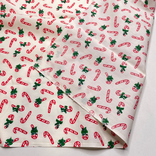 Candy Canes - Vintage Cotton Woven - White Multi Candy Canes - 1M Bundle (6824989327473)