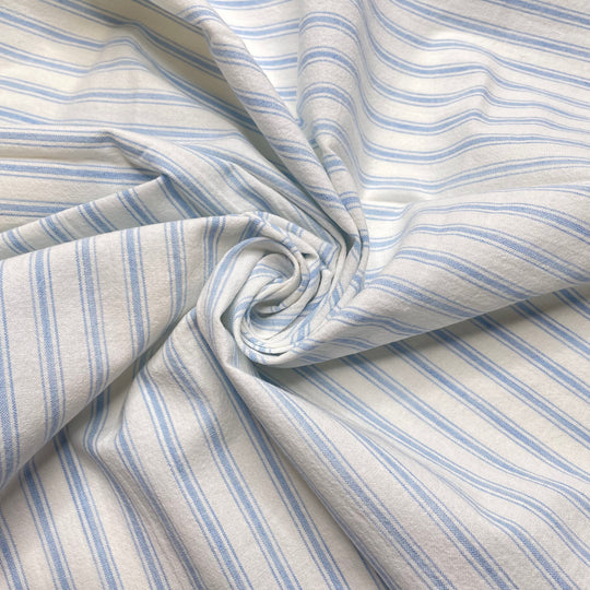Candy Striper - Cotton Woven - White/Blue Stripes - 0.55M Bundle (6825628729457)