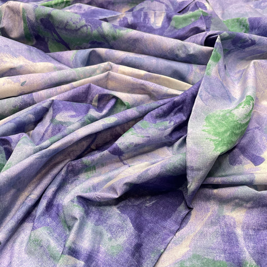 Water Lilies - Lawn Cotton Woven - Blue Multi Floral - 1.4M Bundle (6825639149681)