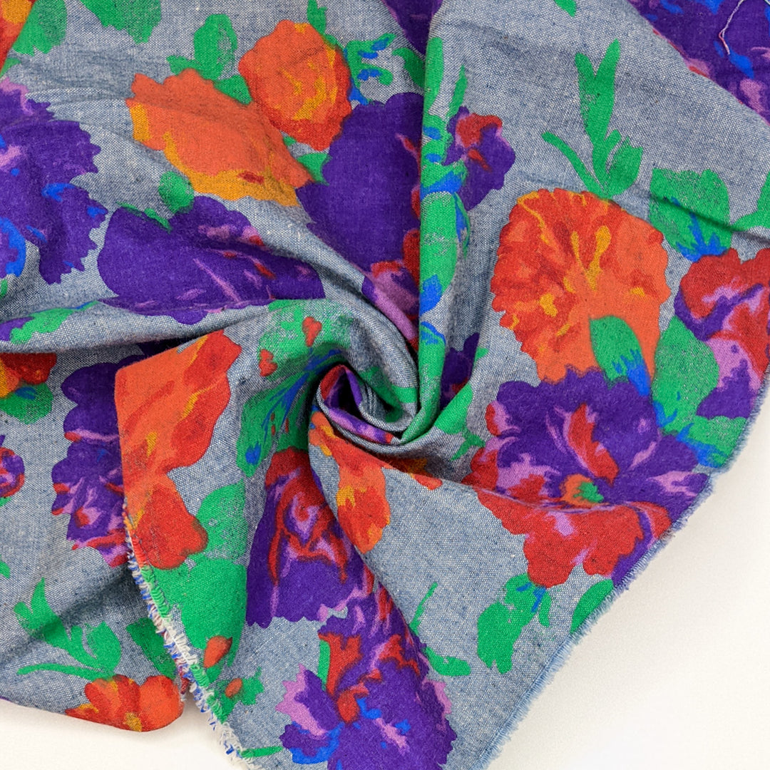 Raspberry Hibiscus - Cotton Woven - Blue Multi Floral - 2.3M Bundle