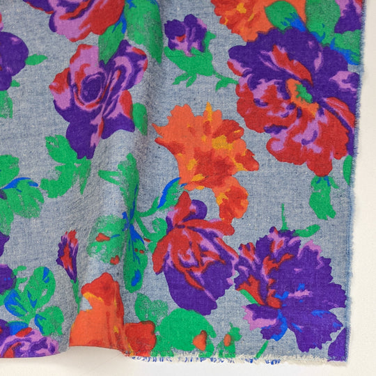 Raspberry Hibiscus - Cotton Woven - Blue Multi Floral - 2.3M Bundle