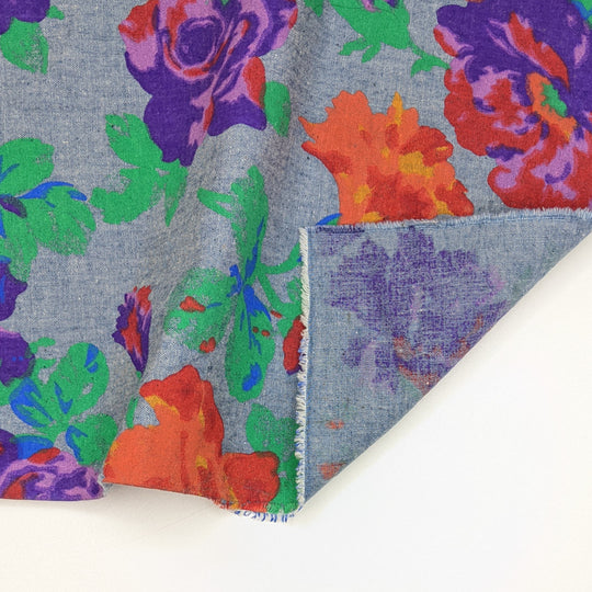 Raspberry Hibiscus - Cotton Woven - Blue Multi Floral - 2.3M Bundle