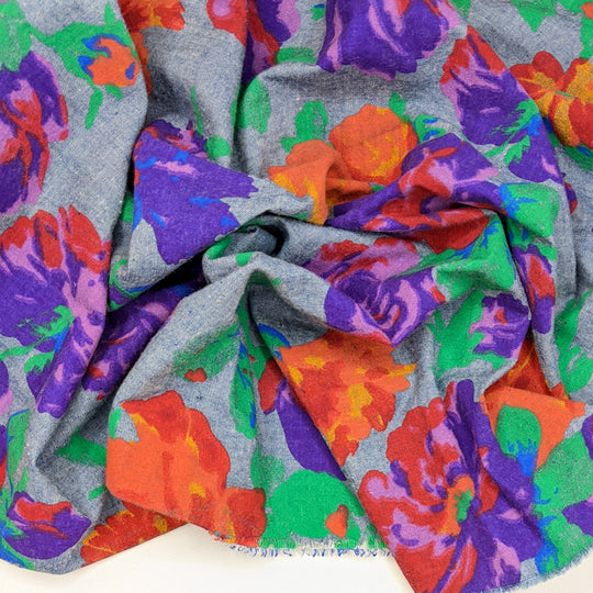 Raspberry Hibiscus - Cotton Woven - Blue Multi Floral - 2.3M Bundle