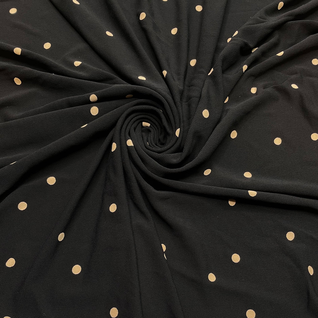 Mise En Place - Crepe Rayon Woven - Black/Beige Polka Dots - 1.35M Bundle