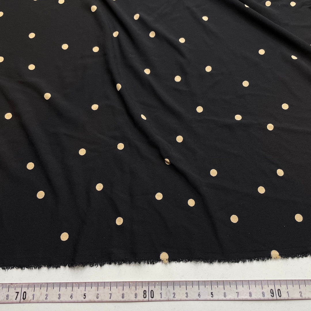 Mise En Place - Crepe Rayon Woven - Black/Beige Polka Dots - 1.35M Bundle