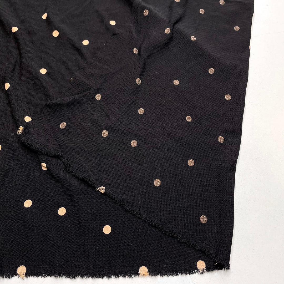 Mise En Place - Crepe Rayon Woven - Black/Beige Polka Dots - 1.35M Bundle
