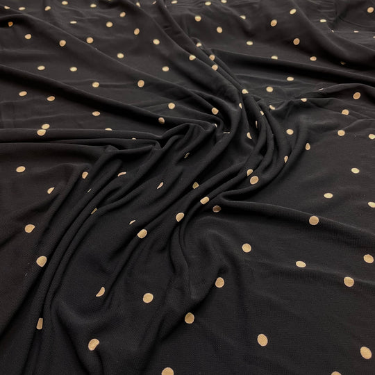 Mise En Place - Crepe Rayon Woven - Black/Beige Polka Dots - 1.35M Bundle