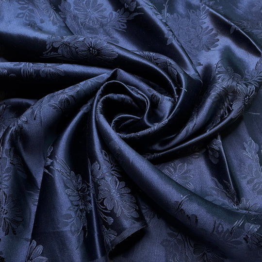 Confit - Satin Silk Woven - Navy Floral - 1.35M Bundle