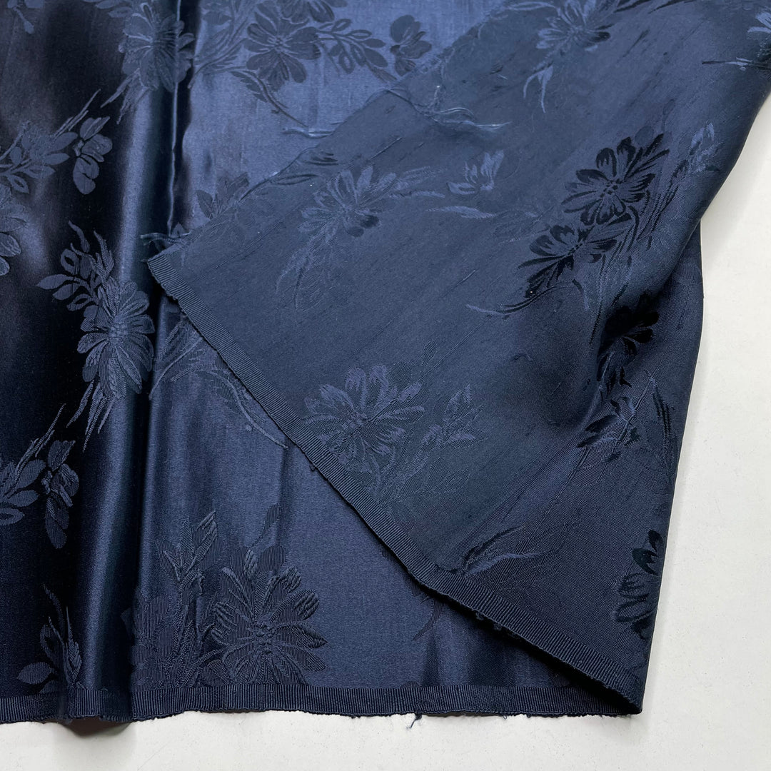 Confit - Satin Silk Woven - Navy Floral - 1.35M Bundle
