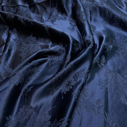 Confit - Satin Silk Woven - Navy Floral - 1.35M Bundle