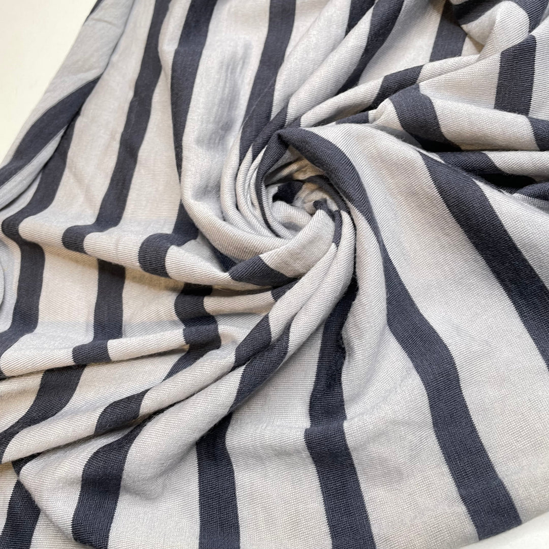 Layers And Layers - Jersey Wool Knit - Grey/Navy Stripes - 2.75M Bundle