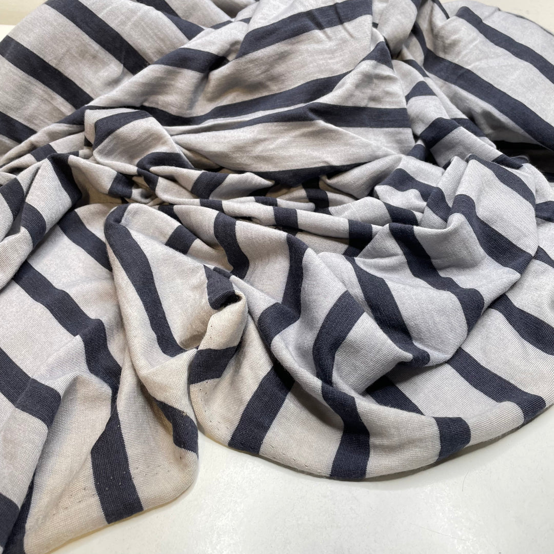 Layers And Layers - Jersey Wool Knit - Grey/Navy Stripes - 2.75M Bundle