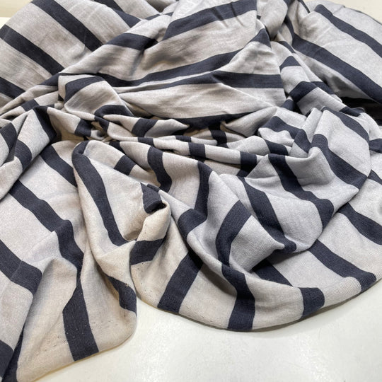 Layers And Layers - Jersey Wool Knit - Grey/Navy Stripes - 2.75M Bundle