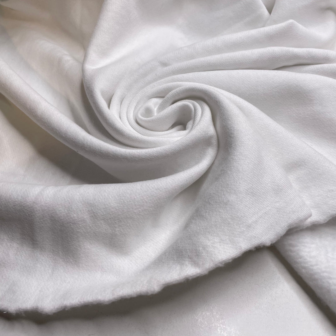 Slalom Moment - Jersey Fleece Cotton Blend Knit - White - 2M Bundle