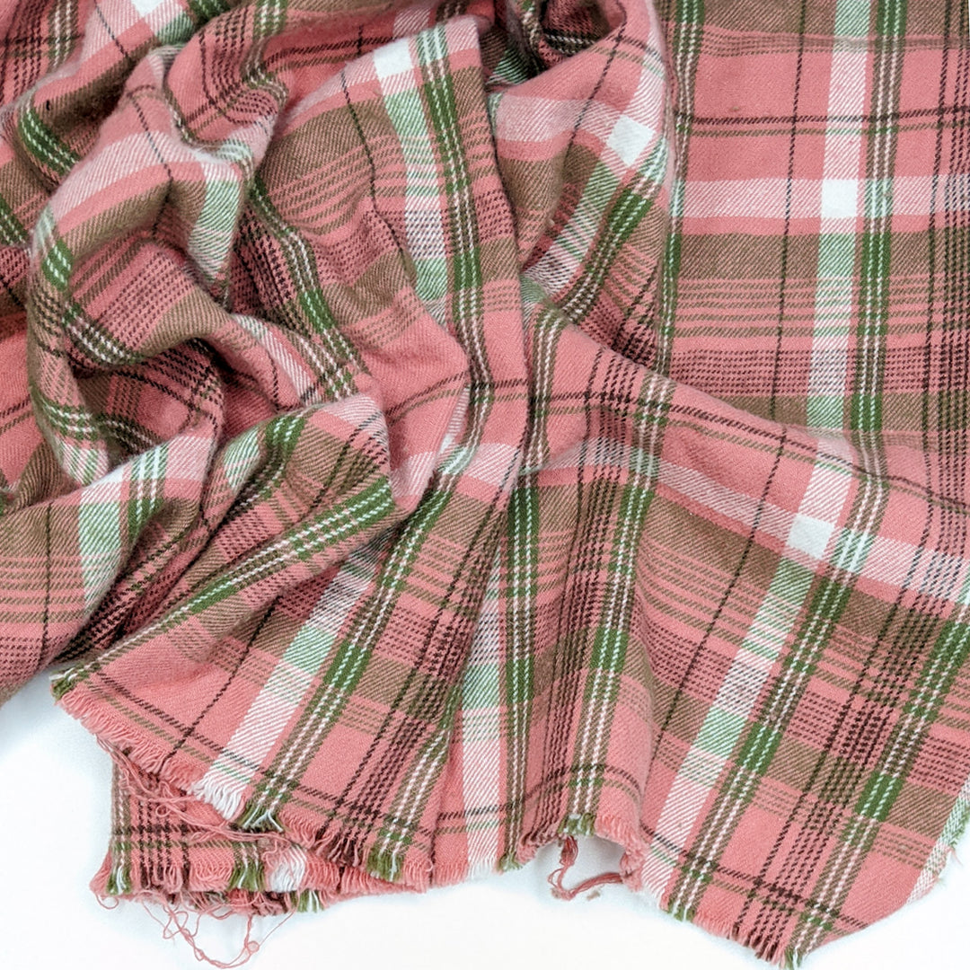 Sleepy Strawberry - Flanel Cotton Woven - Pink/Green Plaid - 2.8M Bundle