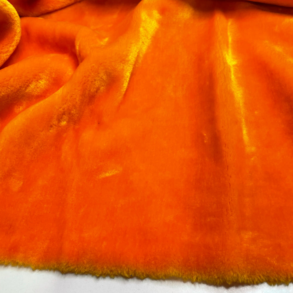 Ladder Stitch - Short Hair Faux Fur Synthetic Knit - Orange - 1.3M Bundle