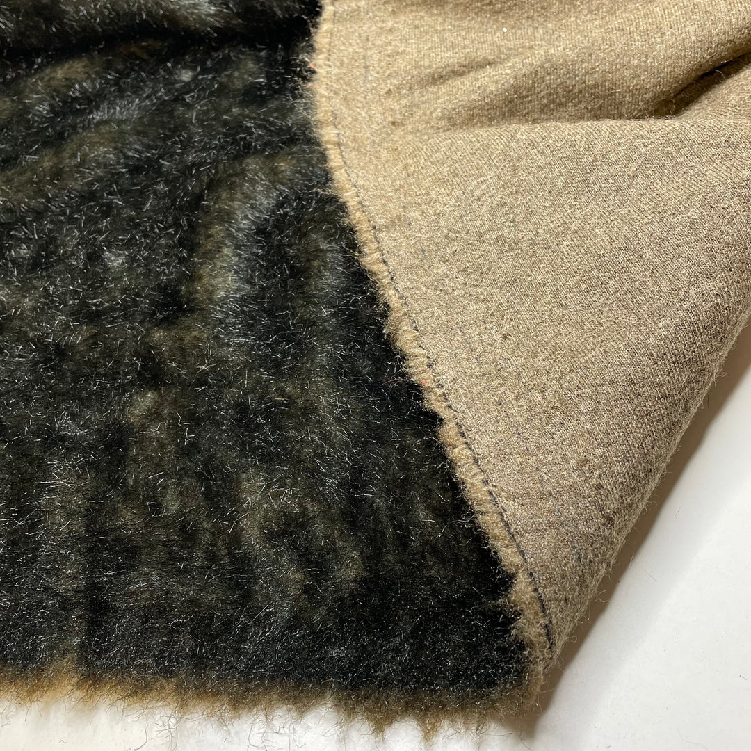 Black Husky - Medium Hair Faux Fur Acrylic Woven - Black/Grey - 1.5M Bundle