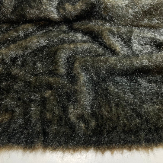 Black Husky - Medium Hair Faux Fur Acrylic Woven - Black/Grey - 1.5M Bundle