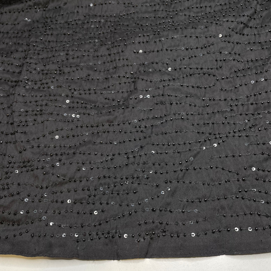 UB - Glistening Waves - Beaded Silk Blend Woven - Black - 3M Bundle
