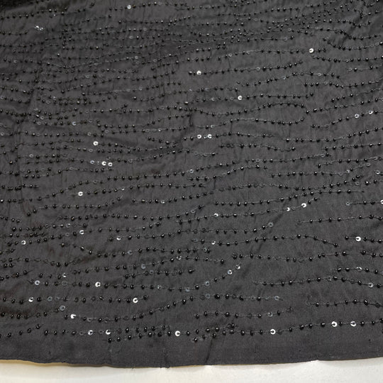UB - Glistening Waves - Beaded Silk Blend Woven - Black - 3M Bundle