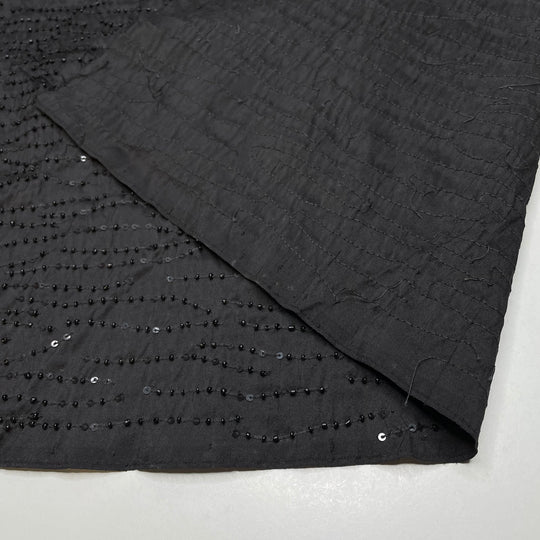 UB - Glistening Waves - Beaded Silk Blend Woven - Black - 3M Bundle