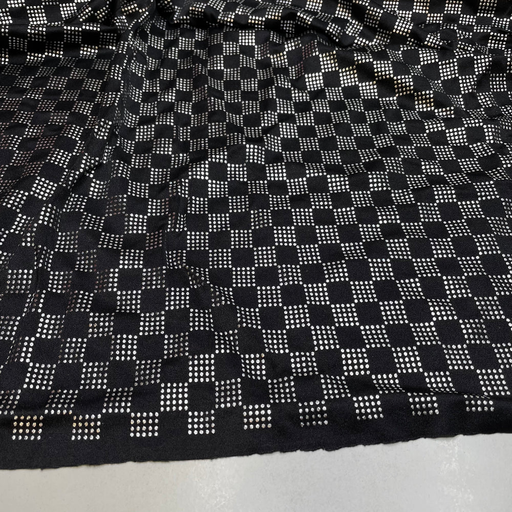 UB - Checkmate - Glitter Jersey Polyester Blend Knit - Black/Silver Geometric - 0.9M Bundle