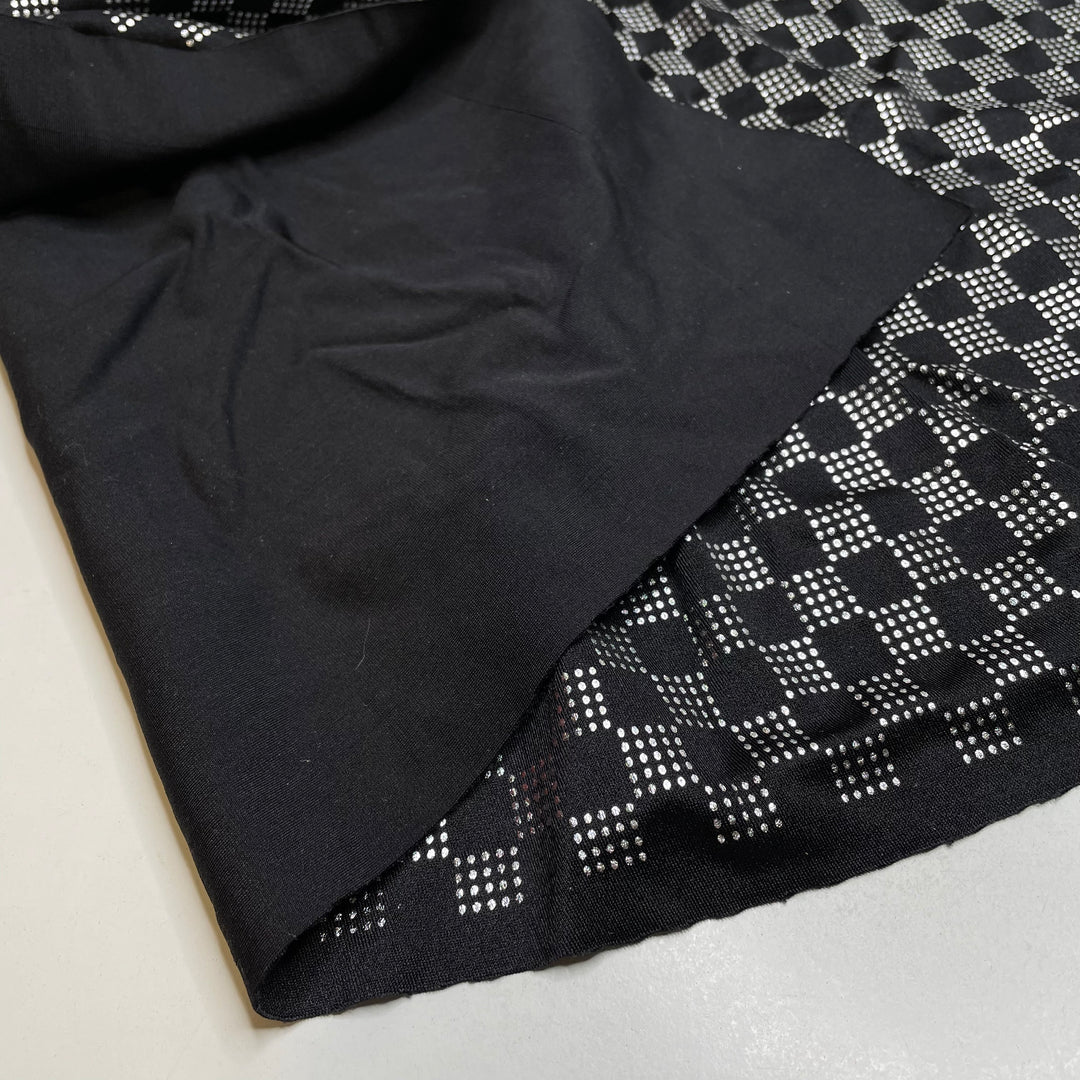 UB - Checkmate - Glitter Jersey Polyester Blend Knit - Black/Silver Geometric - 0.9M Bundle