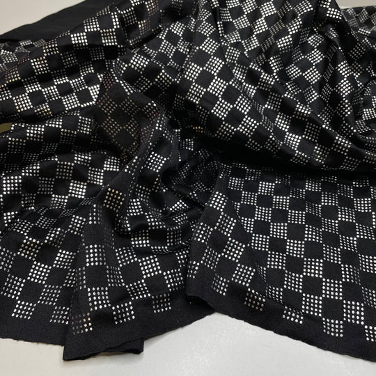 UB - Checkmate - Glitter Jersey Polyester Blend Knit - Black/Silver Geometric - 0.9M Bundle